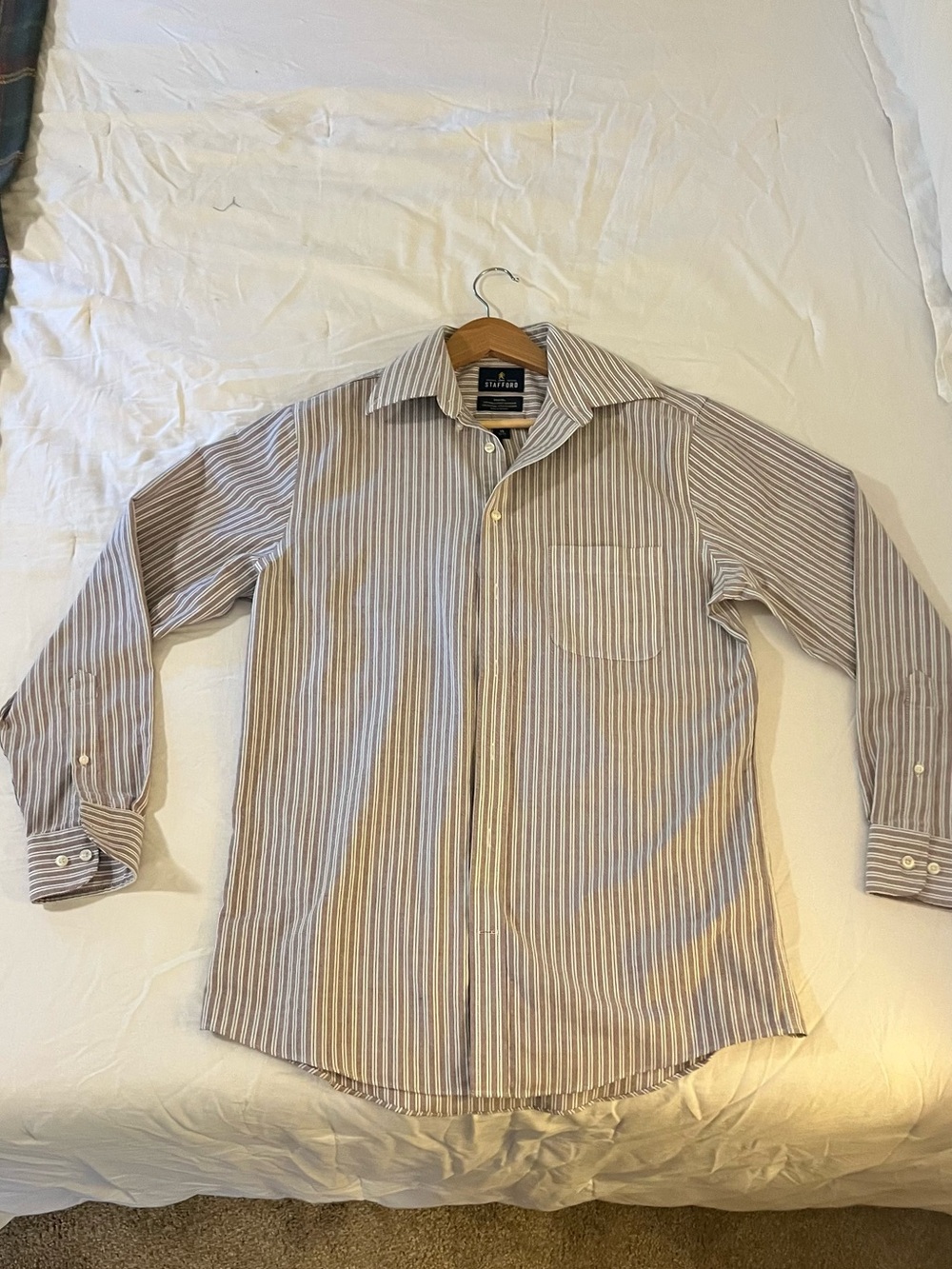 Stafford Wrinkle-Free Oxford Button Down Sz 15 Regular Fit